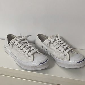 Converse Jack Purcell’s.  White with blue accents